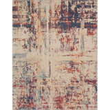 Low-Pile Beige/Blue Soft Area Rug