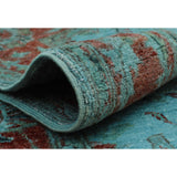 Overdyed Hurit Lt. Blue/Rust Soft Area Rug