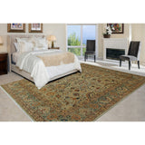 Turkish-Knotted Ankara Lahore 97 Lt. Grey/Lt. Green Soft Area Rug