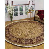 Vegetable-dyed Versailles Kashan 20 Gold/Burgundy Round Soft Area Rug