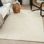 Modern Edge Chic Geometric Textured Ivory Solid Area Rug