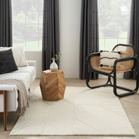 Modern Edge Chic Geometric Textured Ivory Solid Area Rug