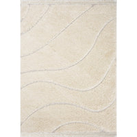 Cream Curves Shag Soft Area Rug