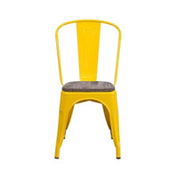 Offex Modern Rustic Metal Bistro Stackable Chair with Wood Seat - Yellow