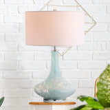 Olivia 29" Glass/Acrylic LED Table Lamp, Ice Blue