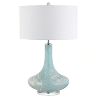 Olivia 29" Glass/Acrylic LED Table Lamp, Ice Blue