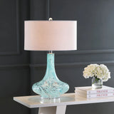 Olivia 29" Glass/Acrylic LED Table Lamp, Ice Blue