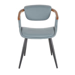 Oracle Mid-Century Modern Dining Chair in Faux Leather, Black Metal, & Walnut Wood - N/A