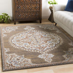 Vintage Ivory Brown Area Rug