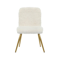 Porthos Home Gwen Dining Chairs, Plush Upholstery, Gold Legs, Armless - Creamy White