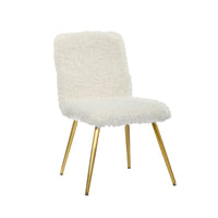 Porthos Home Gwen Dining Chairs, Plush Upholstery, Gold Legs, Armless - Creamy White