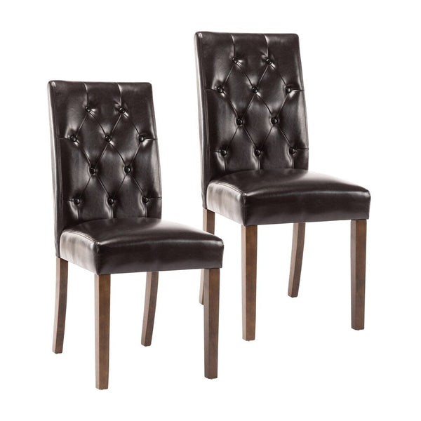 Porthos Home Hough Set of 2 Dining Chairs, PU Leather, Rubberwood Legs