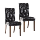 Porthos Home Hough Set of 2 Dining Chairs, PU Leather, Rubberwood Legs