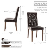 Porthos Home Hough Set of 2 Dining Chairs, PU Leather, Rubberwood Legs