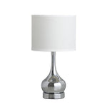 Pot Bellied Metal Body Table Lamp with Round Base, Silver