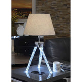 Q-Max 30''H Chrome Finish And Light Brown Fabric Acrylic And Metal With LED Module Table Lamp