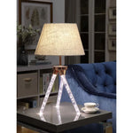 Q-Max 30''H Chrome Finish And Light Brown Fabric Acrylic And Metal With LED Module Table Lamp