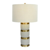 Raw Concrete Table Lamp with Imprinted Diamond Design and Metal Accents