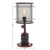 Red and Black Iron Industrial Accent Lamp (Set of 2)
