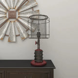 Red and Black Iron Industrial Accent Lamp (Set of 2)