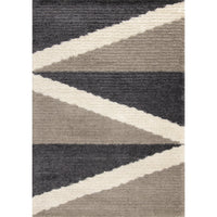 Beige Grey Cream Zig Zag Soft Area Rug