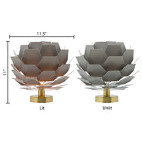 Rowena River of Goods Gray and Brushed Gold Lotus 11-Inch Table Lamp - 11.5" x 11.5" x 11"