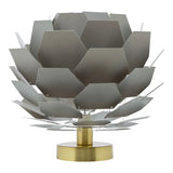 Rowena River of Goods Gray and Brushed Gold Lotus 11-Inch Table Lamp - 11.5" x 11.5" x 11"