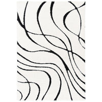 Florida Sigtraud Ivory Black Abstract Waves Thick Soft Area Rug