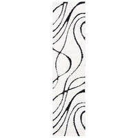 Florida Sigtraud Ivory Black Abstract Waves Thick Soft Area Rug