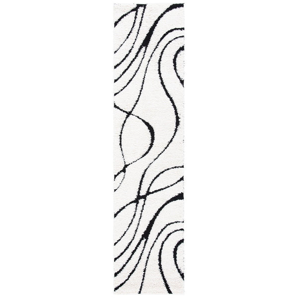 Florida Sigtraud Ivory Black Abstract Waves Thick Soft Area Rug