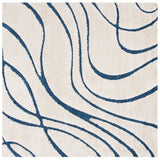 Florida Shag Sigtraud Abstract Waves Thick Soft Area  Rug Cream/Blue