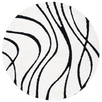 Florida Sigtraud Ivory Black Abstract Waves Thick Soft Area Rug