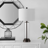 Cassian Modern Farmhouse Glass 26-inch Table Lamp - 14" x 14" x 26"