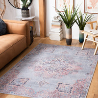 Serapi Asel Medallion Distressed Machine Washable Soft Rug