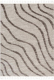 Contemporary Coastal Geometric Ivory High-Low Textured Soft Area Rug