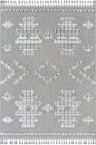 Tribal Geometric Pattern Ivory High-Low Textured Soft Area Rug