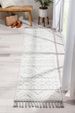 Eliana Tribal Geometric Chevron pattern Cream High-Low Textured Rug