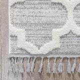 Avery Moroccan Lattice Trellis Cream High-Low Textured Rug