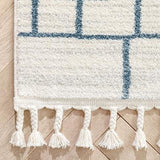 Nordic Tribal Geometric Pattern Ivory Blue Soft AreaRug