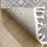 Nordic Tribal Trellis Pattern Grey Soft Rug