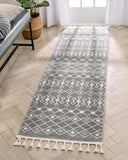 Nordic Tribal Trellis Pattern Grey Soft Rug