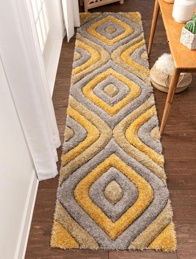 Malibu Yellow Modern 3D Textured Shag Rug By Chill Soft Area Rugs