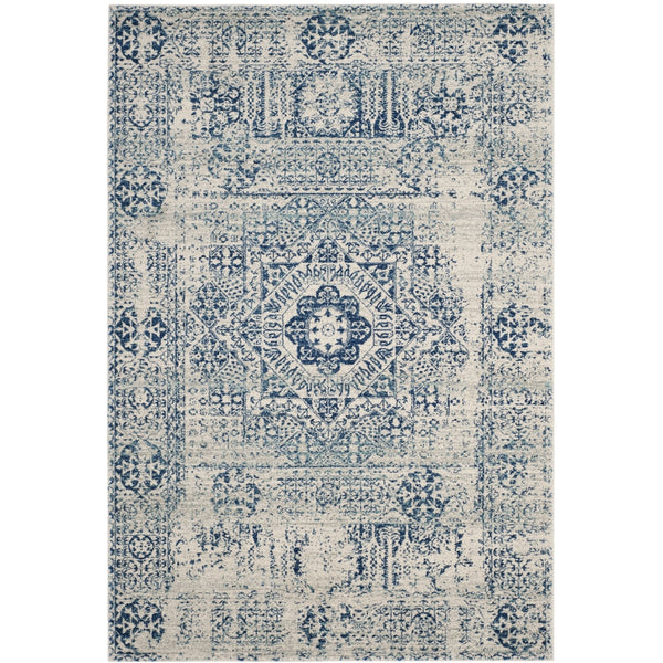 Blue Ivory Distressed Medallion Area Rug – Ashley Area Rugs