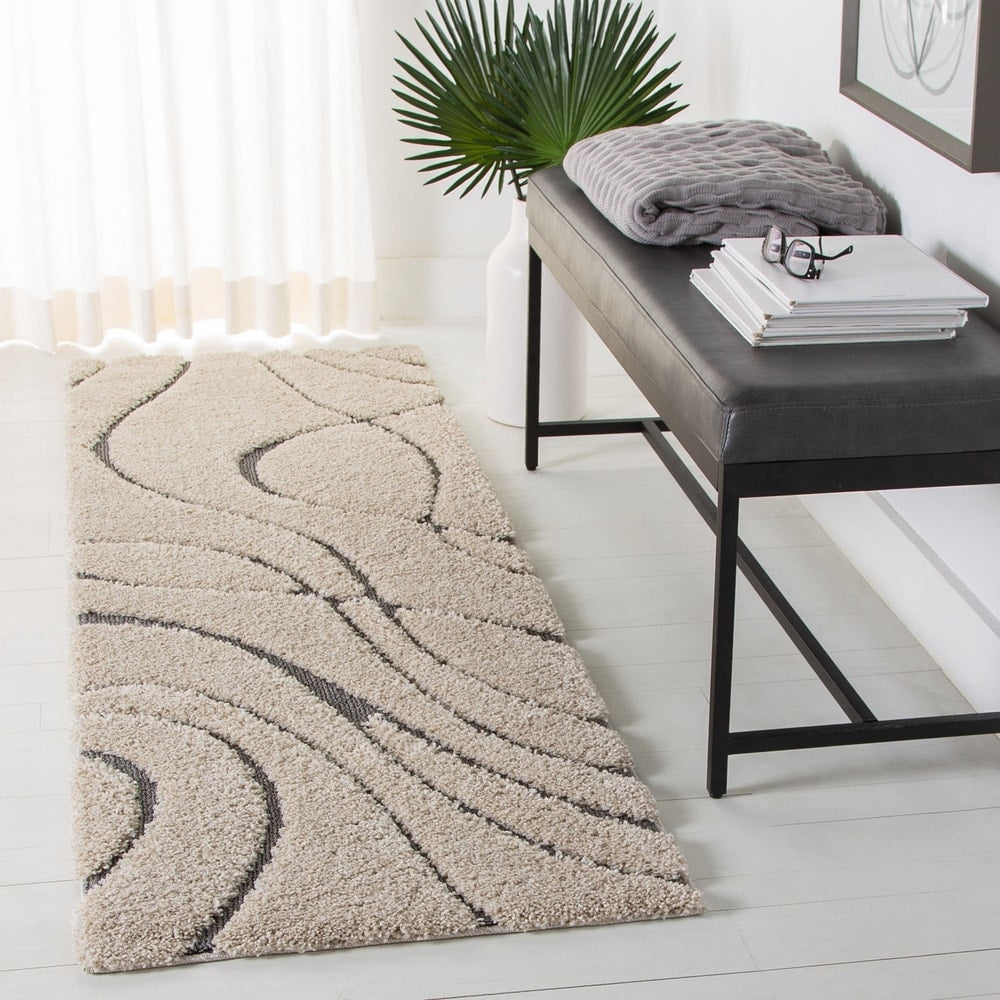 Florida Shag Sigtraud Abstract Waves Thick Soft Area Rug – Ashley Area Rugs