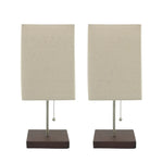 Set of 2 14" Wood Table Lamps, Brown 14"H - 6.0" x 6.0" x 14.0"