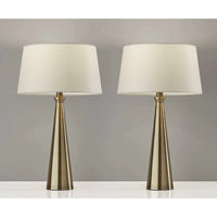 Set of 2 Contemporary Tapered Brass Metal Table Lamps - 13 x 13 x 22