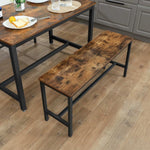 Set of 2 Dining Table Benches Rustic Brown - 42.5"L x 12.8"W x 19.7"H (108 x 32.5 x 50 cm)