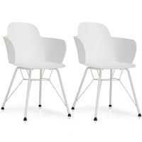 Chair - 19"x Set of 2 Metal Frame Modern Petal-Shape Plastic Dining 19" x 33"(L x W x H)