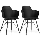 Chair - 19"x Set of 2 Metal Frame Modern Petal-Shape Plastic Dining 19" x 33"(L x W x H)