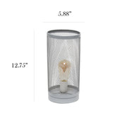 Simple Designs Mesh Cylindrical Steel Table Lamp